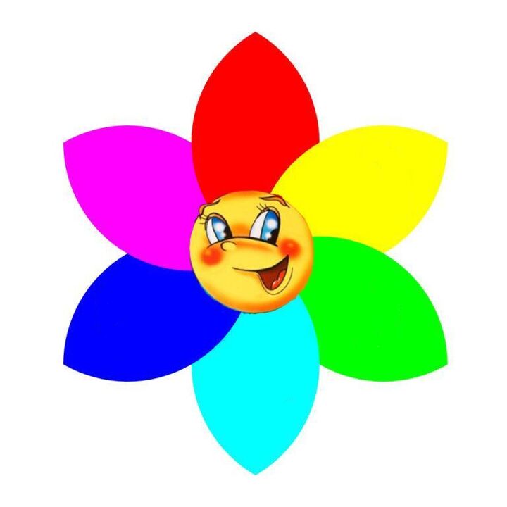 Farbige Papierblume mit sechs Blütenblättern, die jeweils eine Monodiät symbolisieren